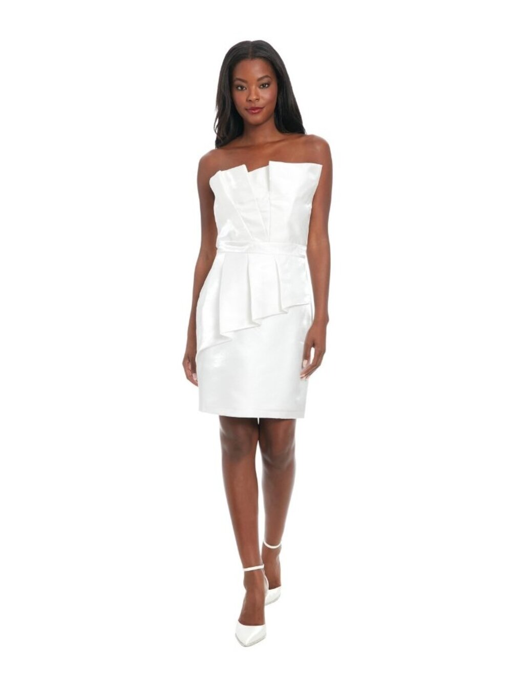 ivy + blu Women's Pleated Bustier Peplum Mini Dress White Size 4 MSRP $128